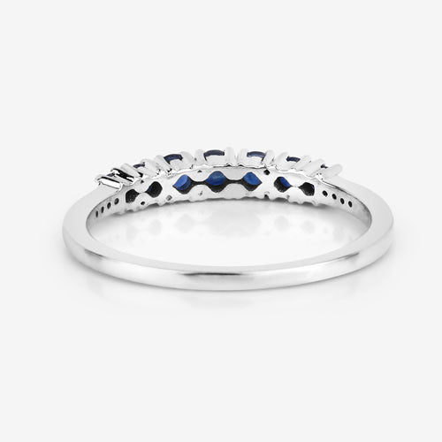 Bids.com 0.45 Carat Genuine Blue Sapphire and White Diamond 14K White Gold Ring Rings