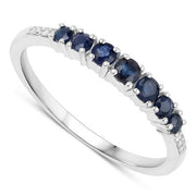 Bids.com 0.45 Carat Genuine Blue Sapphire and White Diamond 14K White Gold Ring Rings