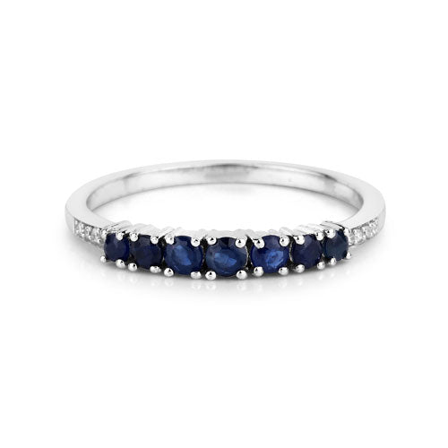 Bids.com 0.45 Carat Genuine Blue Sapphire and White Diamond 14K White Gold Ring Rings