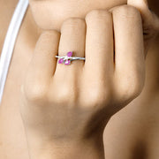 Bids.com 0.68 Carat Genuine Ruby and White Diamond 14K White Gold Ring Rings