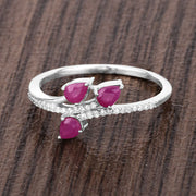 Bids.com 0.68 Carat Genuine Ruby and White Diamond 14K White Gold Ring Rings