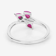Bids.com 0.68 Carat Genuine Ruby and White Diamond 14K White Gold Ring Rings