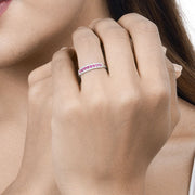 Bids.com 0.47 Carat Genuine Ruby and White Diamond 14K White Gold Ring Rings
