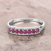 Bids.com 0.47 Carat Genuine Ruby and White Diamond 14K White Gold Ring Rings