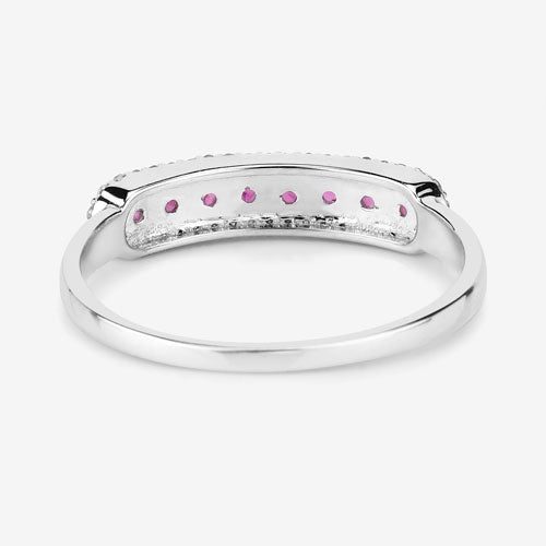 Bids.com 0.47 Carat Genuine Ruby and White Diamond 14K White Gold Ring Rings
