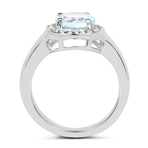 Bids.com 2.37 Carat Genuine Blue Topaz and White Topaz .925 Sterling Silver Ring Rings