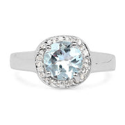 Bids.com 2.37 Carat Genuine Blue Topaz and White Topaz .925 Sterling Silver Ring Rings