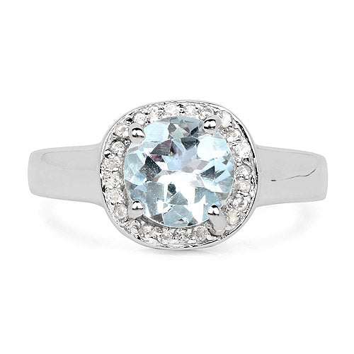 Bids.com 2.37 Carat Genuine Blue Topaz and White Topaz .925 Sterling Silver Ring Rings