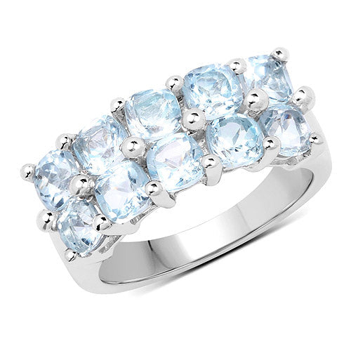 Bids.com 3.60 Carat Genuine  Blue Topaz .925 Sterling Silver Ring Rings