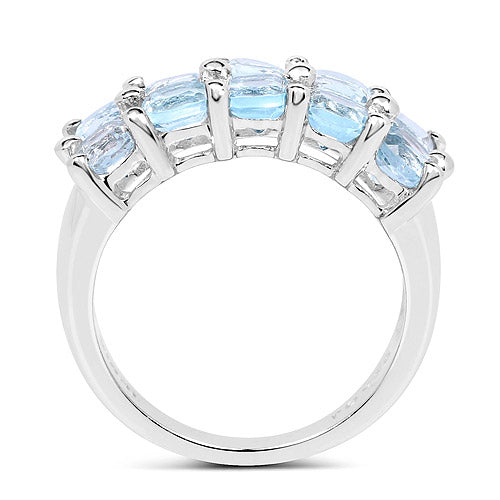 Bids.com 3.60 Carat Genuine  Blue Topaz .925 Sterling Silver Ring Rings