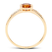 Bids.com 0.51 Carat Genuine Citrine and White Diamond 14K Yellow Gold Ring Rings