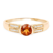 Bids.com 0.51 Carat Genuine Citrine and White Diamond 14K Yellow Gold Ring Rings