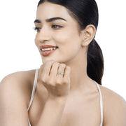 Bids.com 0.32 Carat Genuine Zambian Emerald and White Diamond 14K White Gold Ring Rings