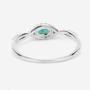 Bids.com 0.32 Carat Genuine Zambian Emerald and White Diamond 14K White Gold Ring Rings