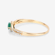 Bids.com 0.32 Carat Genuine Zambian Emerald and White Diamond 14K Yellow Gold Ring Rings