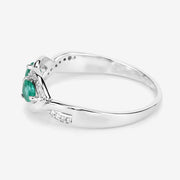 Bids.com 0.35 Carat Genuine Zambian Emerald and White Diamond 14K White Gold Ring Rings