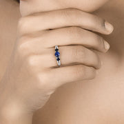 Bids.com 1.08 Carat Genuine Blue Sapphire and White Diamond 14K White Gold Ring Rings