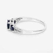 Bids.com 1.08 Carat Genuine Blue Sapphire and White Diamond 14K White Gold Ring Rings