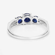 Bids.com 1.08 Carat Genuine Blue Sapphire and White Diamond 14K White Gold Ring Rings