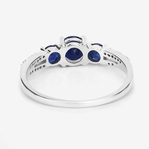 Bids.com 1.08 Carat Genuine Blue Sapphire and White Diamond 14K White Gold Ring Rings