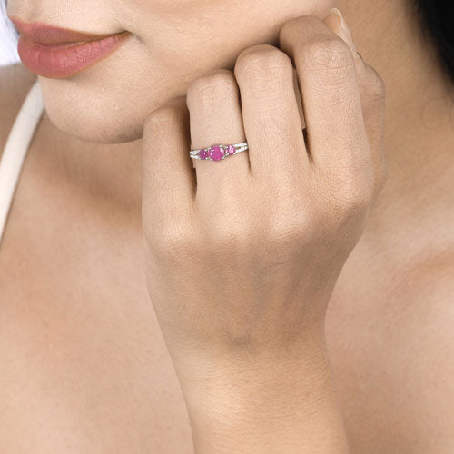 Bids.com 1.02 Carat Genuine Ruby and White Diamond 14K White Gold Ring Rings