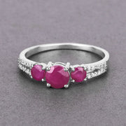 Bids.com 1.02 Carat Genuine Ruby and White Diamond 14K White Gold Ring Rings