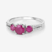 Bids.com 1.02 Carat Genuine Ruby and White Diamond 14K White Gold Ring Rings