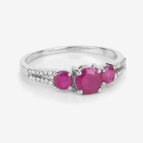 Bids.com 1.02 Carat Genuine Ruby and White Diamond 14K White Gold Ring Rings