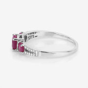 Bids.com 1.02 Carat Genuine Ruby and White Diamond 14K White Gold Ring Rings