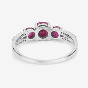 Bids.com 1.02 Carat Genuine Ruby and White Diamond 14K White Gold Ring Rings