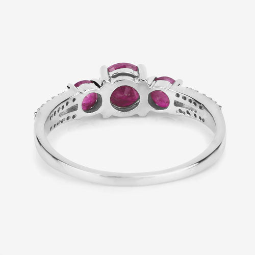 Bids.com 1.02 Carat Genuine Ruby and White Diamond 14K White Gold Ring Rings