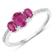 Bids.com 1.02 Carat Genuine Ruby and White Diamond 14K White Gold Ring Rings