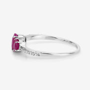 Bids.com 1.02 Carat Genuine Ruby and White Diamond 14K White Gold Ring Rings