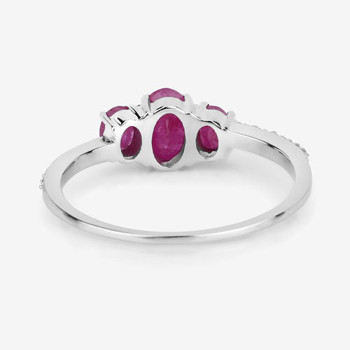 Bids.com 1.02 Carat Genuine Ruby and White Diamond 14K White Gold Ring Rings