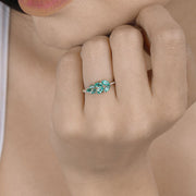 Bids.com 0.68 Carat Genuine Zambian Emerald and White Diamond 14K Yellow Gold Ring Rings