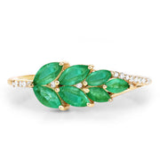 Bids.com 0.68 Carat Genuine Zambian Emerald and White Diamond 14K Yellow Gold Ring Rings