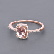 Bids.com 0.82 Carat Genuine Morganite and White Diamond 14K Rose Gold Ring Rings