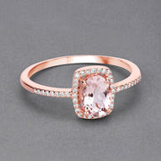 Bids.com 0.82 Carat Genuine Morganite and White Diamond 14K Rose Gold Ring Rings