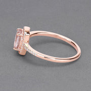Bids.com 0.82 Carat Genuine Morganite and White Diamond 14K Rose Gold Ring Rings