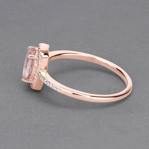 Bids.com 0.82 Carat Genuine Morganite and White Diamond 14K Rose Gold Ring Rings