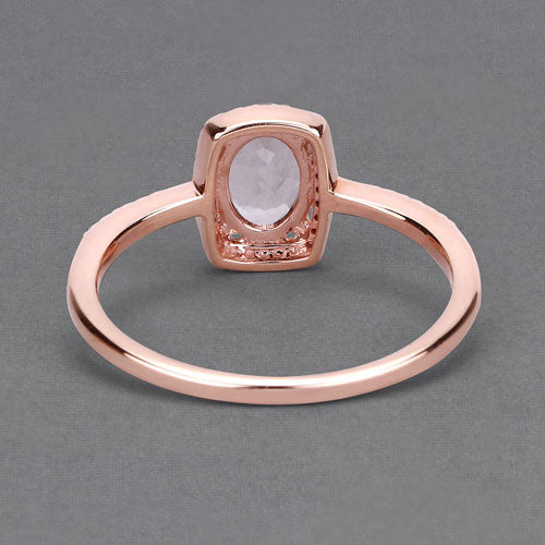 Bids.com 0.82 Carat Genuine Morganite and White Diamond 14K Rose Gold Ring Rings