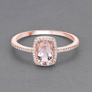 Bids.com 0.82 Carat Genuine Morganite and White Diamond 14K Rose Gold Ring Rings