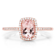 Bids.com 0.82 Carat Genuine Morganite and White Diamond 14K Rose Gold Ring Rings