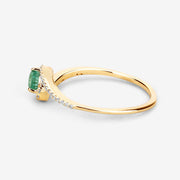 Bids.com 0.33 Carat Genuine Zambian Emerald and White Diamond 14K Yellow Gold Ring Rings