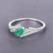 Bids.com 0.51 Carat Genuine Zambian Emerald and White Diamond 14K White Gold Ring Rings
