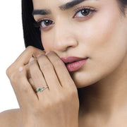 Bids.com 0.51 Carat Genuine Zambian Emerald and White Diamond 14K Yellow Gold Ring Rings