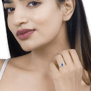 Bids.com 0.72 Carat Genuine Blue Sapphire and White Diamond 14K White Gold Ring Rings