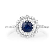 Bids.com 0.72 Carat Genuine Blue Sapphire and White Diamond 14K White Gold Ring Rings
