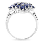 Bids.com 3.48 Carat Genuine Blue Sapphire and White Zircon .925 Sterling Silver Ring Rings