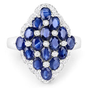 Bids.com 3.48 Carat Genuine Blue Sapphire and White Zircon .925 Sterling Silver Ring Rings